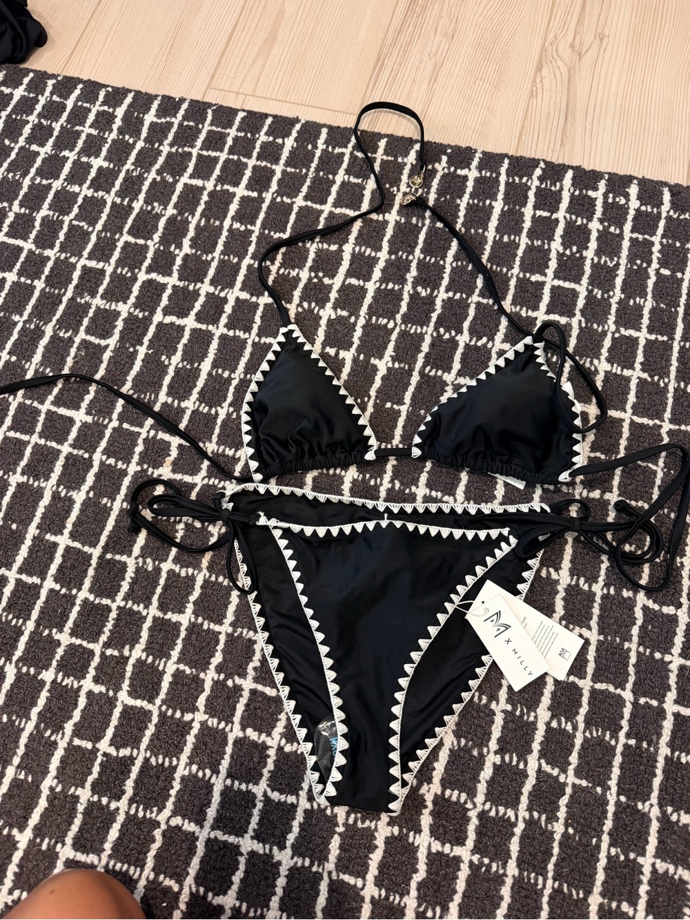 Milly Black Bikini with White Crochet Trim